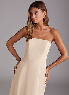 Azazie Wren Bridesmaid Dresses White Alabaster A-Line Strapless Chiffon Dress image5