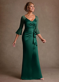 Azazie Nampa Klänningar till brudens mor Klä Tubklänning i Maska Plisserad Smaragdgrön image4