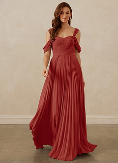 Christian Siriano Bridal for Azazie 1013 Bridesmaid Dresses Terracotta A-Line Off the Shoulder Chiffon Dress image9