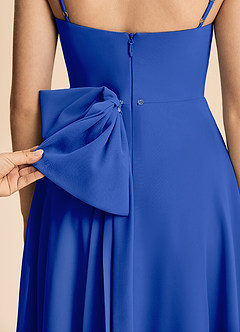 Azazie Bear Junior Royal Blue A-Line Pleated Chiffon Dress image8