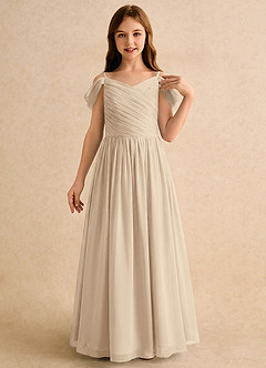 Azazie Chelo Girls Formal Flower Girl Klänningar Klä A-Linje i Chiffong Plisserad image5