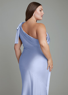 Azazie Yuanna Bridesmaid Dresses Ice Mermaid One Shoulder Stretch Satin Dress image14