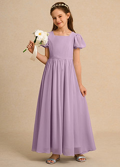 Azazie Lilia Girls Formal vestidos de niña de las flores Vestido de Glicinia de Gasa de Corte en A con Con mangas image1