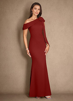 Azazie Myers vestidos de madre de la novia Vestido de Terracota de Crepé elástico de Sirena con Plisado image3