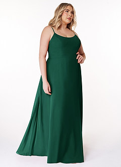 Azazie Moira Bridesmaid Dresses Emerald A-Line Scoop Chiffon Dress image11