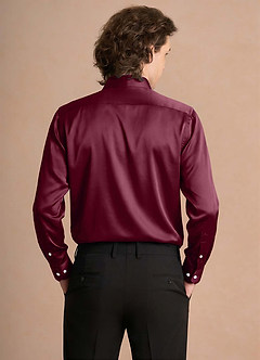 front Julian Mulberry Stretch Satin Dress Shirt
