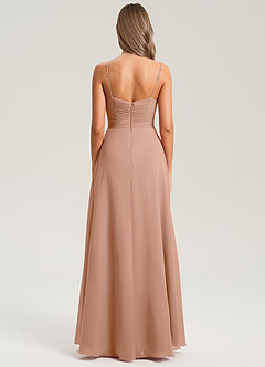 Azazie Terese Bridesmaid Dresses Champagne Rose A-Line Pleated Chiffon Dress image2