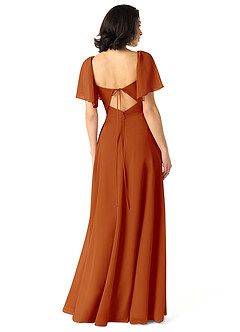 Azazie Chloe Brautjungfernkleider A-Linie Herzausschnitt Chiffon Kleid Paprika image2