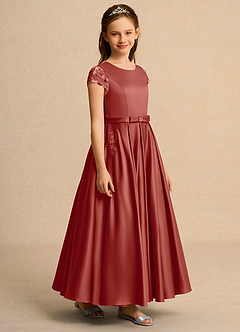 Azazie Bunny Junior Formal Robe Demoiselle D'honneur Fillette Robe Princesse en Dentelle Terracotta image5