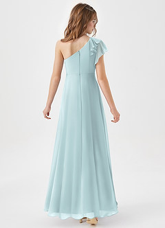 Azazie Arabella Junior A-Linie Gestreift Chiffon Kleid Nebel image6