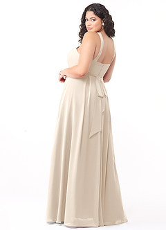 Azazie Dixie Bridesmaid Dresses White Alabaster A-Line Halter Pleated Chiffon Dress image9
