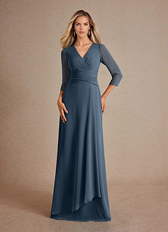 Azazie Mayfield Brudens mor kjoler A-Line Plisseret Chiffon Gulv-længde Kjole image1