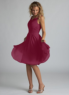 Azazie Grace Bridesmaid Dresses Mulberry A-Line Pleated Chiffon Dress image3