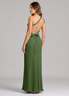 Azazie Monroe Brautjungfernkleider Etui One-Shoulder Chiffon Kleid Olivgrün image2