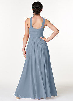 Azazie Kaleigh Junior A-Linie Plissee Chiffon Kleid Staubblau image2