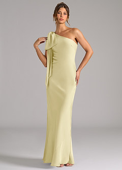 Azazie Capri Brautjungfernkleider Meerjungfrau-Linie One-Shoulder Stretch-Satin Kleid Zitronensorbet image3