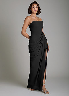 Azazie Nyra Bridesmaid Dresses Black Sheath Corset Chiffon Dress image7