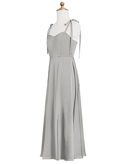 Azazie Rosey Junior Robe Trapèze en Satin extensible Encolure en Forme de Cœur Argent image10