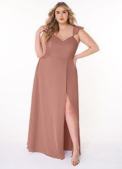 Azazie Everett Bridesmaid Dresses Cedar Rose A-Line V-neck Ruched Chiffon Dress image6