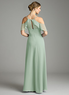Azazie Dakota Bridesmaid Dresses Agave A-Line V-Neck Pleated Chiffon Dress image2