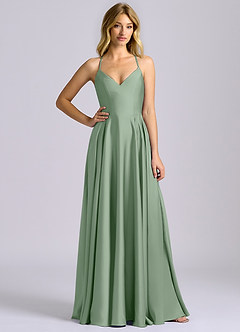 Azazie Truce Bridesmaid Dresses Matcha A-Line Stretch Satin Dress image3