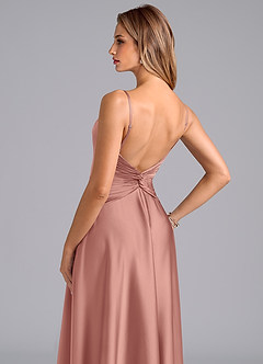 Azazie Elita Brautjungfernkleider A-Linie Plissee Stretch-Satin Kleid Rosettenrosa image2