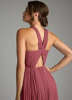 Azazie Afra Abiti da Damigella Abito A-Line in Chiffon Plissettato Merlot image6