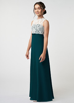 Azazie Rana Junior A-Linie Spitze Chiffon Kleid Kiefer image3