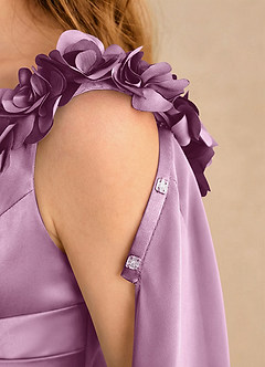 Azazie Rosita Girls Formal Flower Girl Dresses Wisteria A-Line Pleated Stretch Satin Dress image6