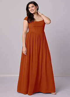 Barbie ♥ Azazie Bridesmaid Dresses Paprika A-Line Corset Chiffon Dress image11