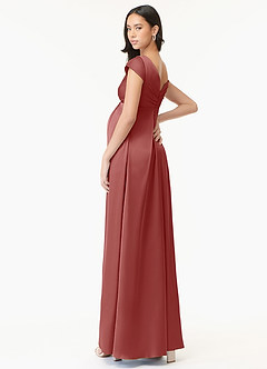 Azazie Allessia Abiti da damigella d'onore premaman Abito A-Line Plissettato Raso Elasticizzato Floor-Length image4