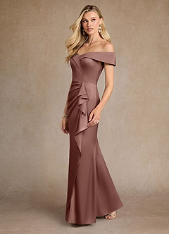 Azazie Laredo Mère de la mariée Robes Robe Sirène en Satin extensible Épaule décolletée Expresso image5