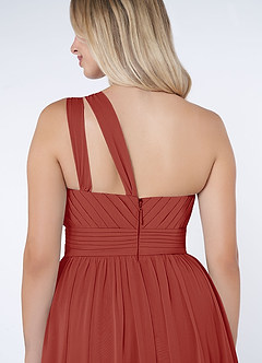 Azazie Molly Final Sale Dusty Blue A-Line One Shoulder Chiffon Dress image4