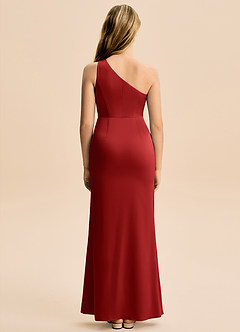 Azazie Akilah Junior Robe Fourreau en Satin extensible Plissée Grenade image6