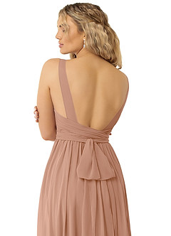 Azazie Kora Brautjungfernkleider A-Linie Plissee Chiffon Kleid Champagner Rosa image3