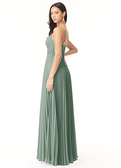 Azazie Vini Jurken voor bruidsmeisjes Jurk van Chiffon met A-Lijn V-hals geplooid Zilveren Salie image4