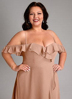 Azazie Lyra Robes de demoiselle d'honneur Robe Trapèze Convertible en Mousseline de soie Champagne Rosé image7