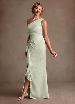 Azazie Galinda Klänningar till brudens mor Klä Tubklänning i Blommig Jacquard Ena axeln Dusty Sage image3