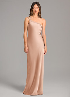 Azazie Monroe Bridesmaid Dresses Rose Gold Mermaid One Shoulder Stretch Satin Dress image4
