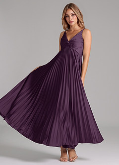 Azazie Raychelle Brautjungfernkleider A-Linie Plissee Stretch-Satin Kleid Pflaume image2