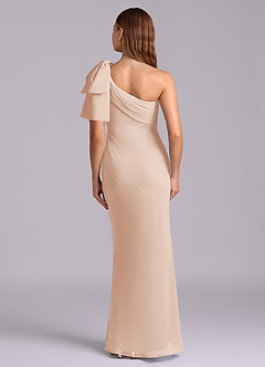 Azazie Yuanna Bridesmaid Dresses English Rose Mermaid One Shoulder Chiffon Dress image2