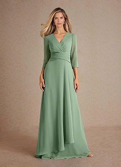 Azazie Mayfield Vestidos para mãe da noiva Vestir Matchá de Chiffon de Linha A com Plissado image6