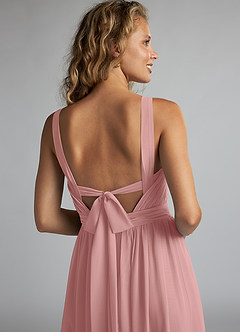 Azazie Aziza Bridesmaid Dresses Dusty Rose A-Line V-Neck Pleated Chiffon Dress image6