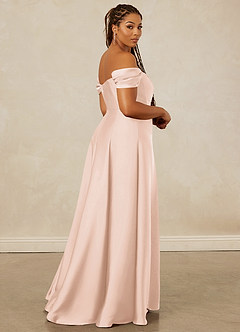 Christian Siriano Bridal for Azazie 1002 Bridesmaid Dresses Blushing Pink A-Line Off the Shoulder Stretch Satin Convertible Dress image15