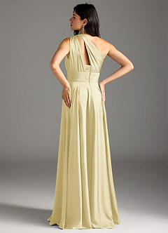 Azazie Charlize Bridesmaid Dresses Lemon Sorbet A-Line One Shoulder Stretch Satin Dress image6