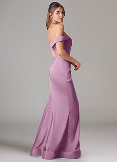 Azazie Everly Bridesmaid Dresses Wisteria Mermaid Off the Shoulder Stretch Satin Convertible Dress image4