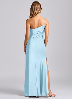 Azazie Marseli Bridesmaid Dresses Sky Blue Mermaid One Shoulder Stretch Satin Dress image6