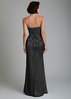 Azazie Ariah Bridesmaid Dresses Black Mermaid Corset Floral Jacquard Burnout Dress image2