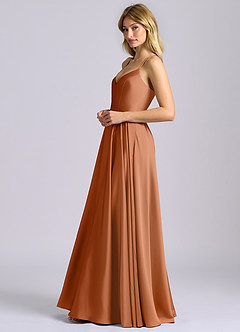 Azazie Truce Brudtärnklänningar Klä av A-Linje i Stretch Satin Koppar image5