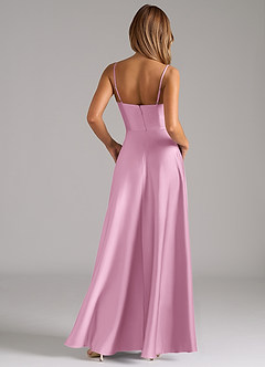 Azazie Elle Bridesmaid Dresses Candy Pink A-Line Pleated Stretch Satin Dress image7